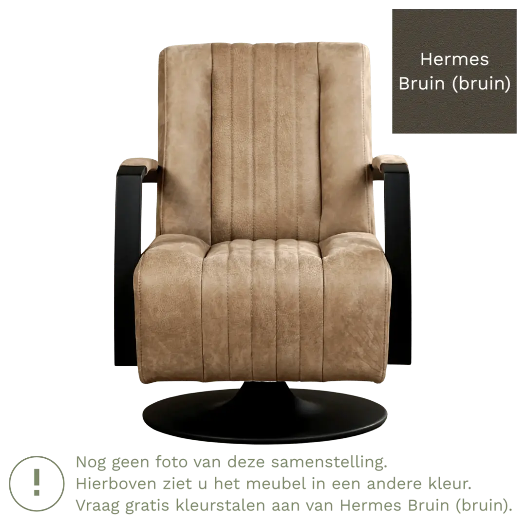 afbeelding van Leren draaifauteuil Galaxy - Hermes Bruin (bruin) - Stervoet zwart