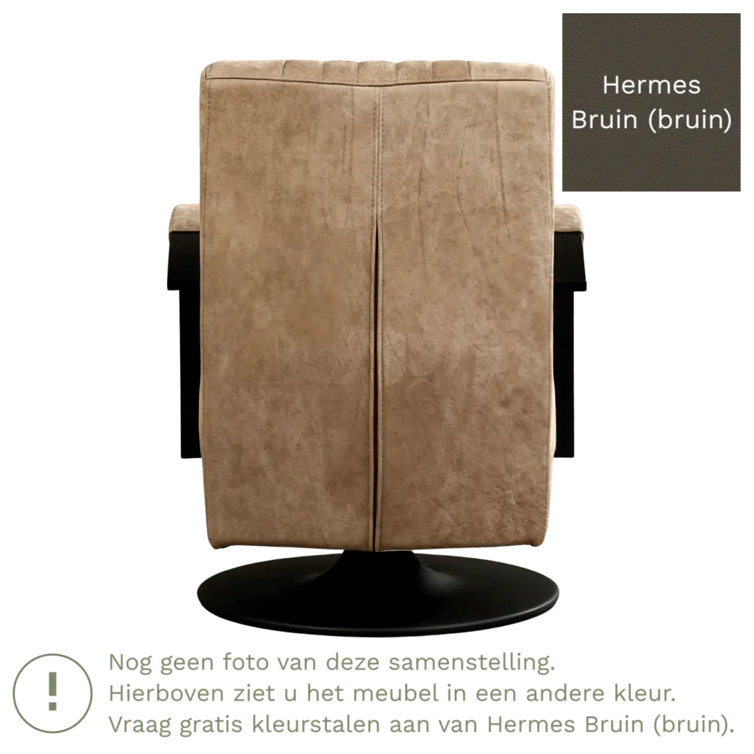 afbeelding van Leren draaifauteuil Galaxy - Hermes Bruin (bruin) - Stervoet zwart
