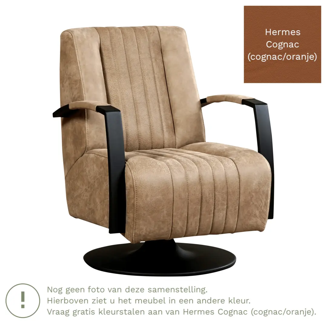 afbeelding van Leren draaifauteuil Galaxy - Hermes Cognac (cognac/oranje) - Stervoet zwart