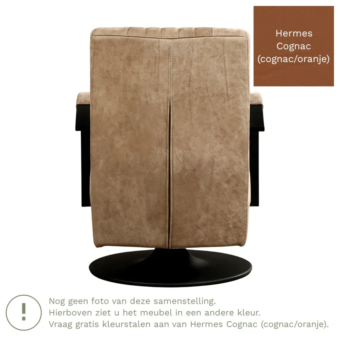 afbeelding van Leren draaifauteuil Galaxy - Hermes Cognac (cognac/oranje) - Stervoet zwart