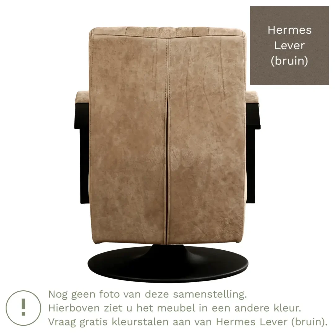 afbeelding van Leren draaifauteuil Galaxy - Hermes Lever (bruin) - Schotelvoet zwart