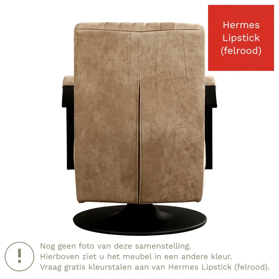 afbeelding van Leren draaifauteuil Galaxy - Hermes Lipstick (felrood) - Stervoet zwart