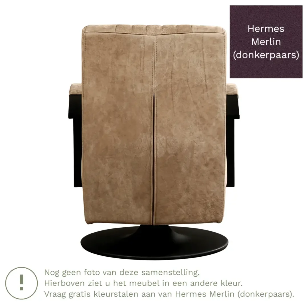 afbeelding van Leren draaifauteuil Galaxy - Hermes Merlin (donkerpaars) - Schotelvoet zwart