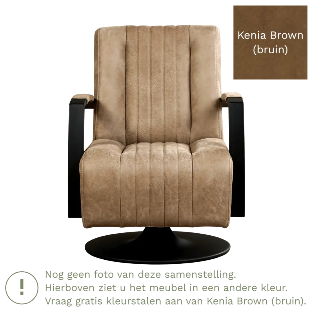 afbeelding van Leren draaifauteuil Galaxy - Kenia Brown (bruin) - Stervoet zwart