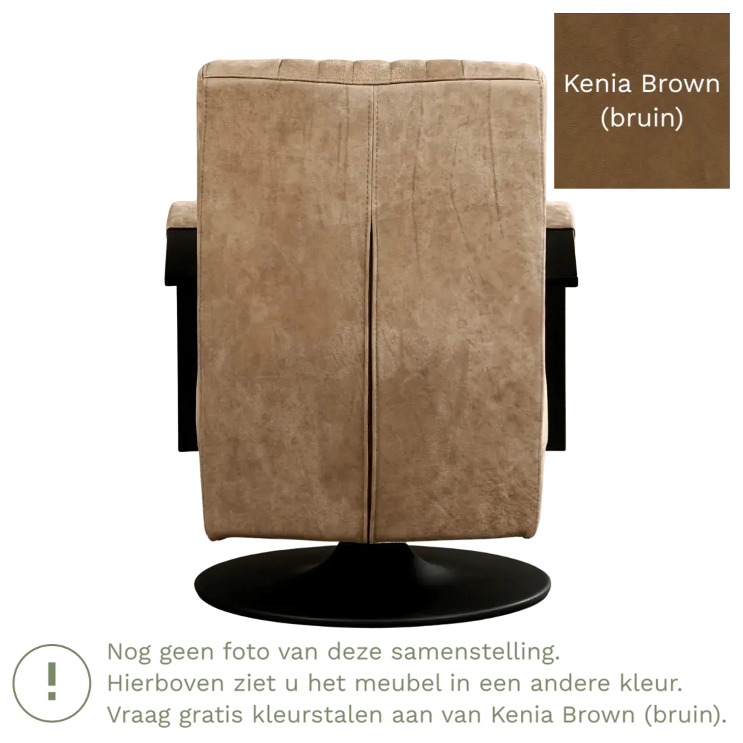afbeelding van Leren draaifauteuil Galaxy - Kenia Brown (bruin) - Stervoet zwart