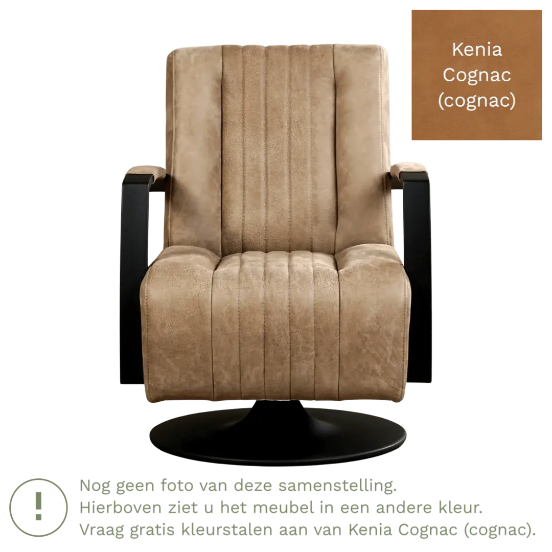 afbeelding van Leren draaifauteuil Galaxy - Kenia Cognac (cognac) - Stervoet zwart