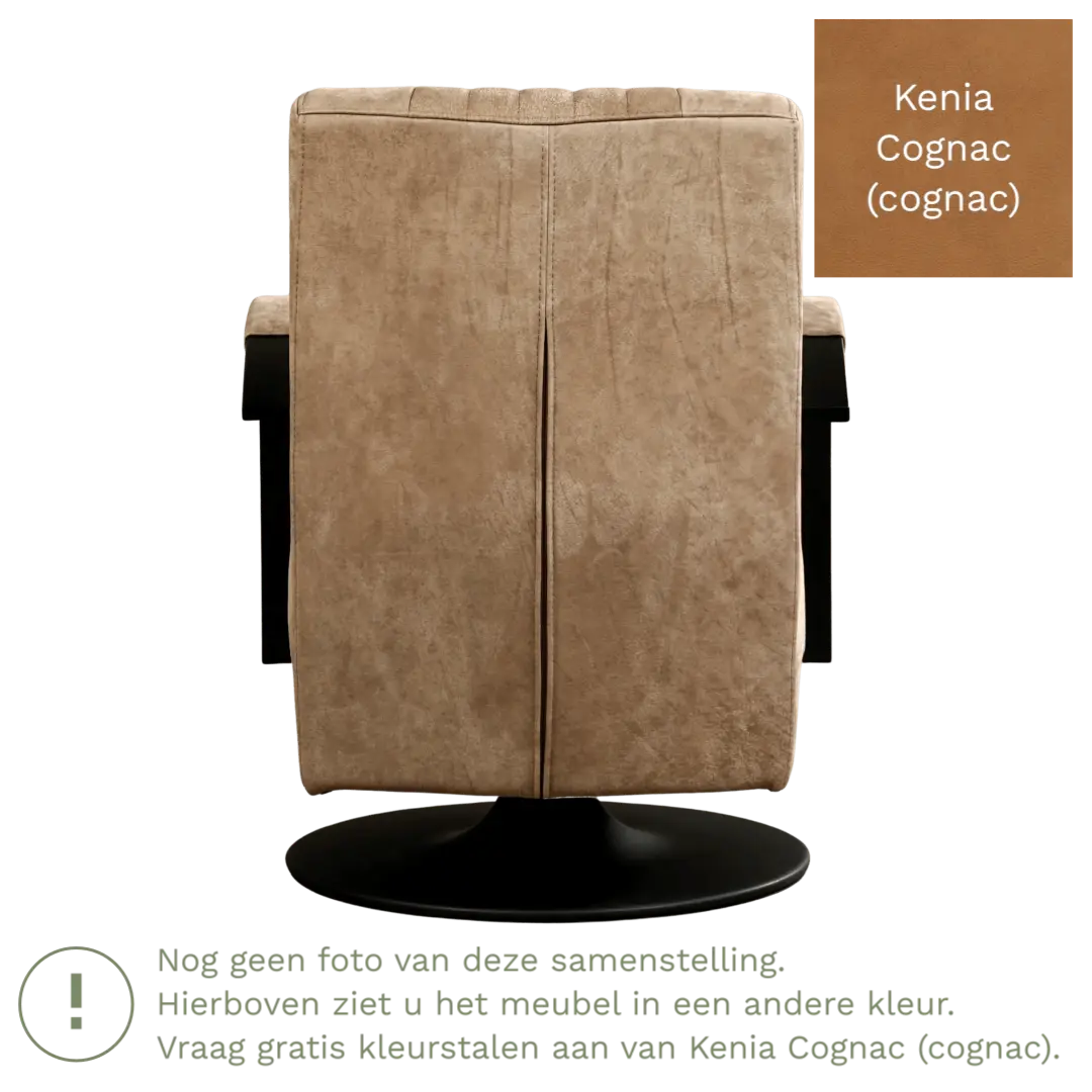 afbeelding van Leren draaifauteuil Galaxy - Kenia Cognac (cognac) - Stervoet zwart