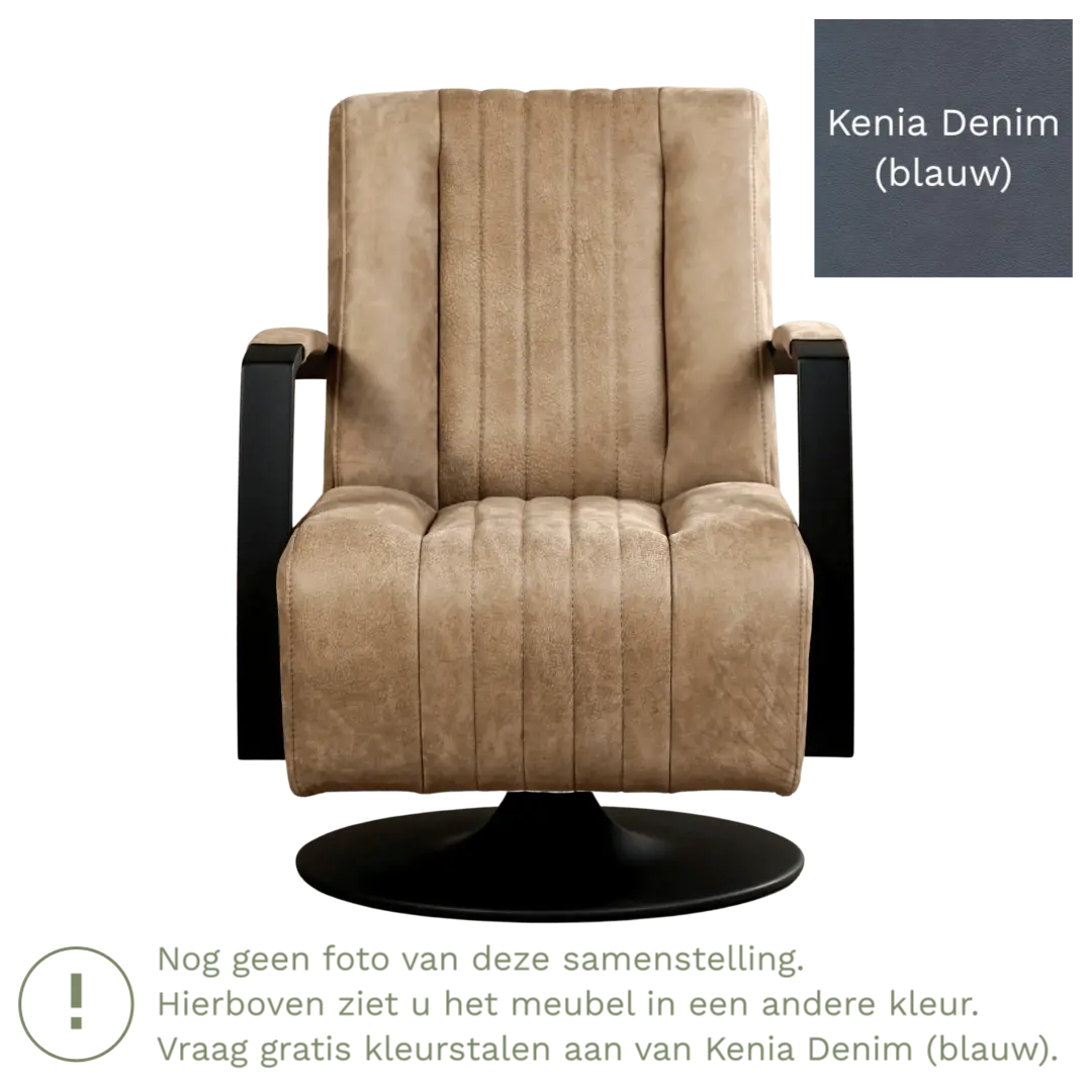 afbeelding van Leren draaifauteuil Galaxy - Kenia Denim (blauw) - Stervoet zwart