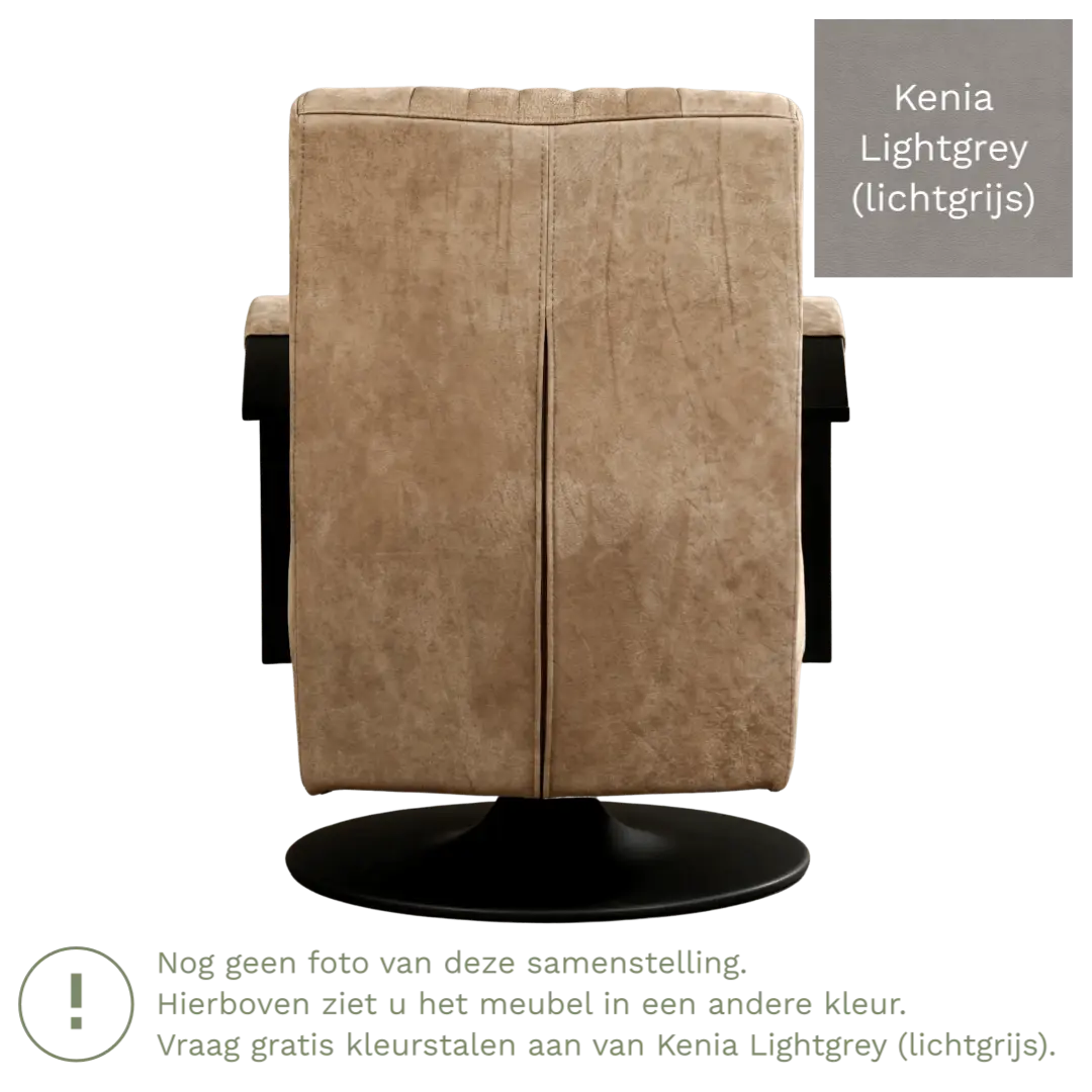 afbeelding van Leren draaifauteuil Galaxy - Kenia Lightgrey (lichtgrijs) - Schotelvoet zwart