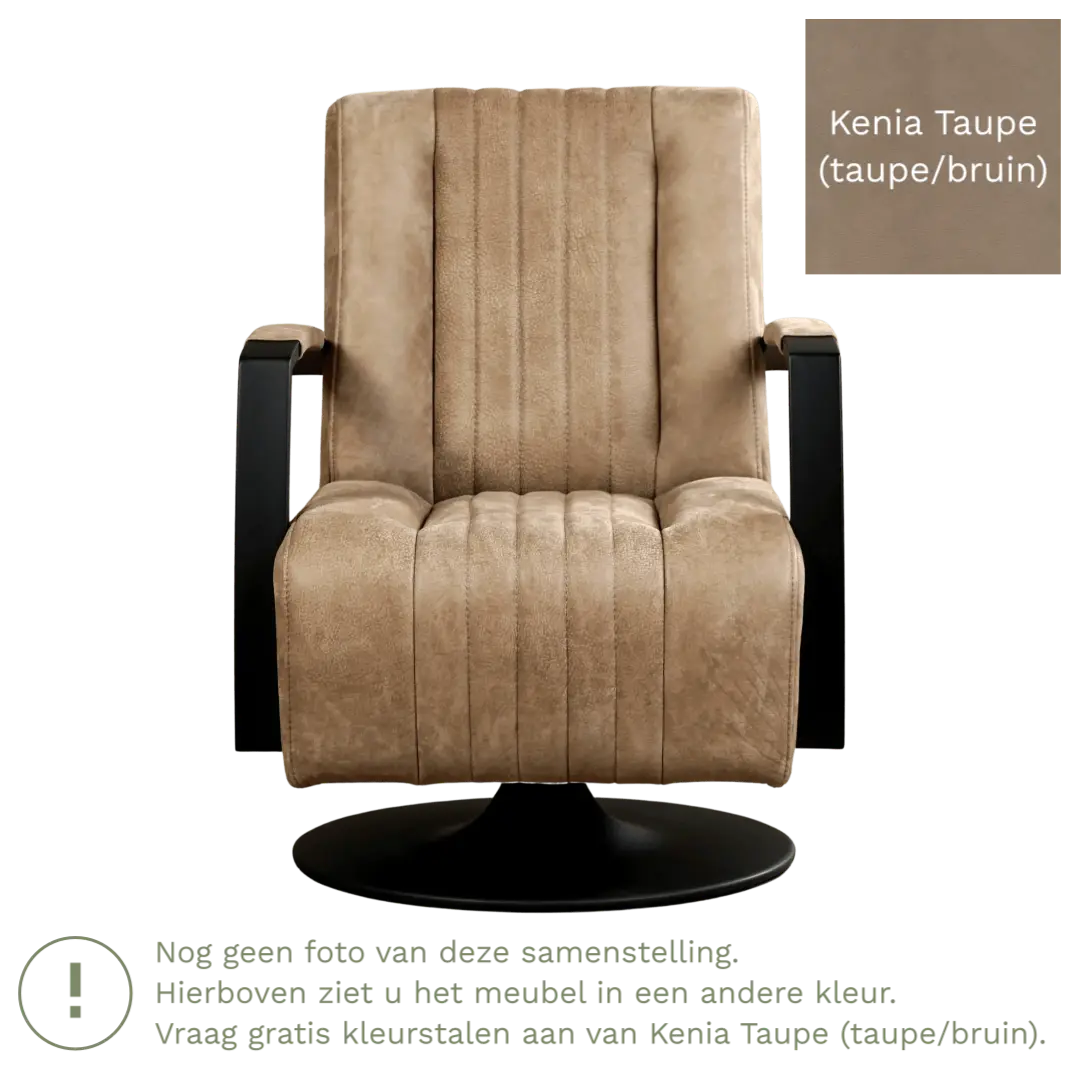 afbeelding van Leren draaifauteuil Galaxy - Kenia Taupe (taupe/bruin) - Stervoet zwart