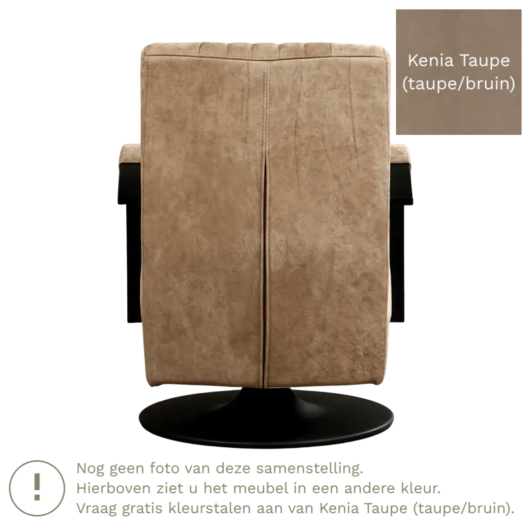 afbeelding van Leren draaifauteuil Galaxy - Kenia Taupe (taupe/bruin) - Stervoet zwart