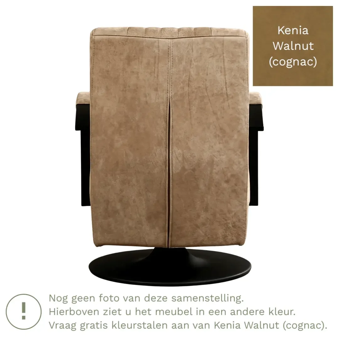 afbeelding van Leren draaifauteuil Galaxy - Kenia Walnut (cognac) - Schotelvoet zwart