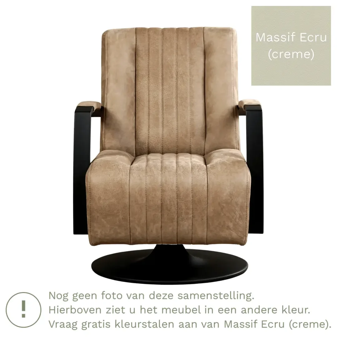 afbeelding van Leren draaifauteuil Galaxy - Massif Ecru (crème) - Stervoet zwart