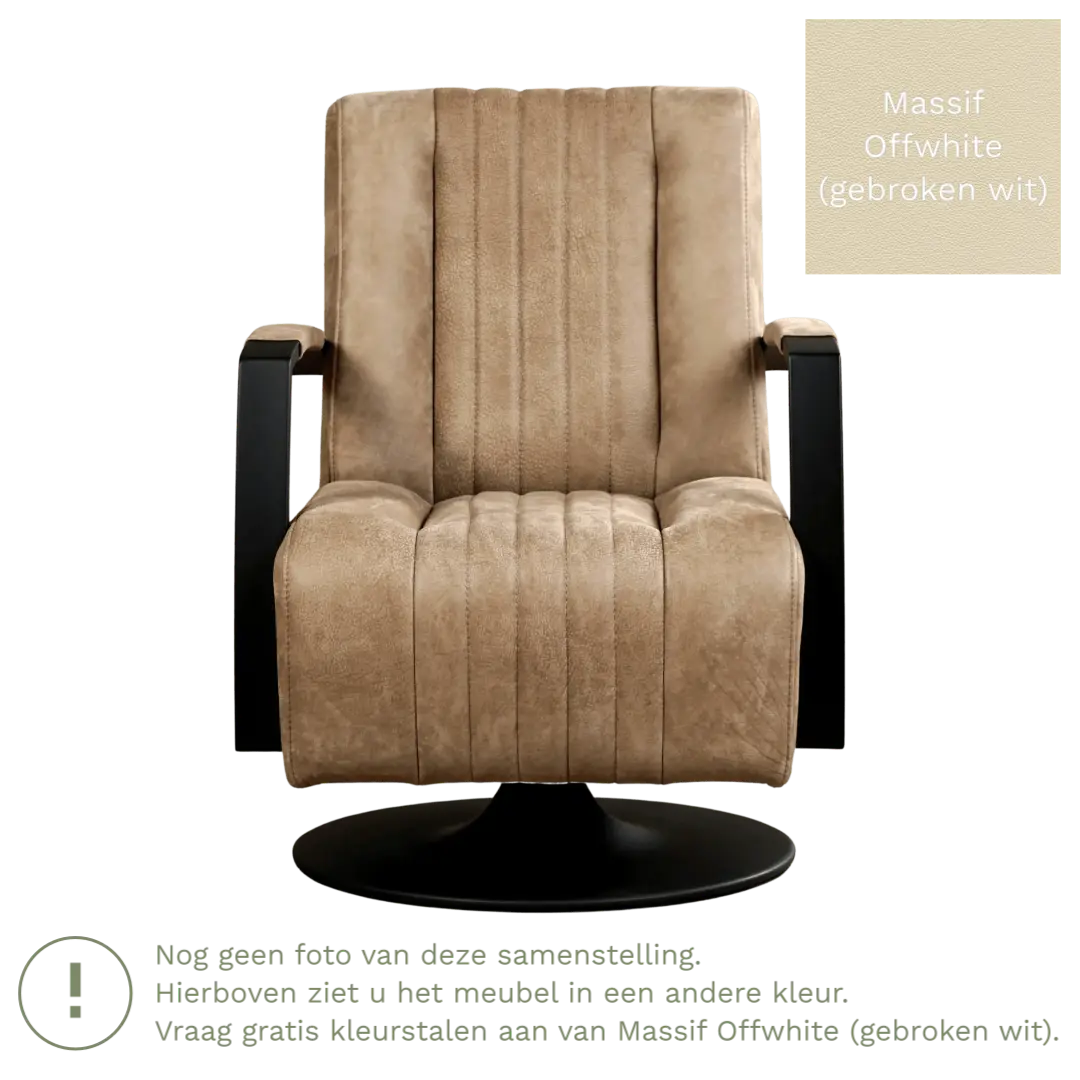 afbeelding van Leren draaifauteuil Galaxy - Massif Offwhite (gebroken wit) - Schotelvoet zwart