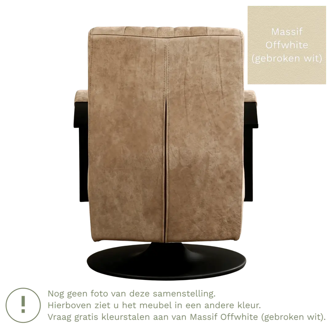 afbeelding van Leren draaifauteuil Galaxy - Massif Offwhite (gebroken wit) - Schotelvoet zwart