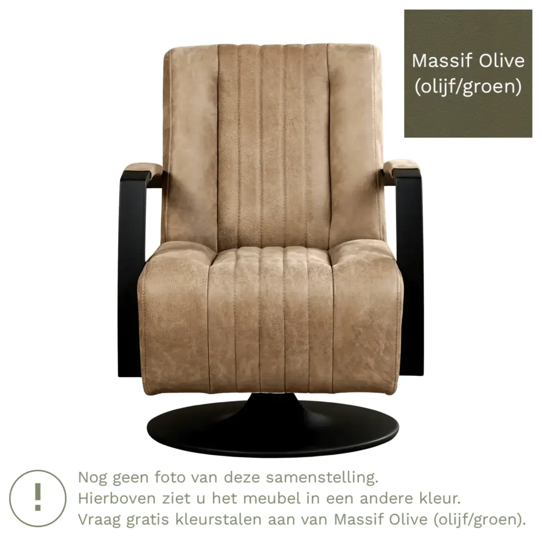 afbeelding van Leren draaifauteuil Galaxy - Massif Olive (olijf/groen) - Stervoet zwart