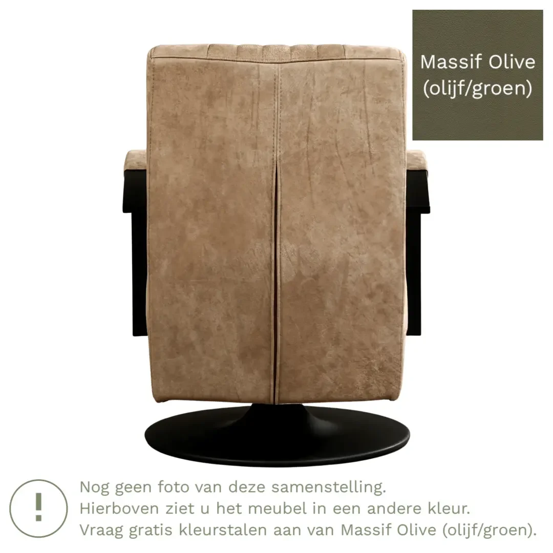 afbeelding van Leren draaifauteuil Galaxy - Massif Olive (olijf/groen) - Stervoet zwart