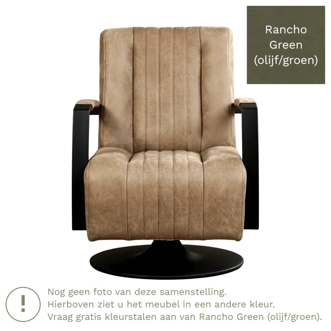 afbeelding van Leren draaifauteuil Galaxy - Rancho Green (olijf/groen) - Stervoet zwart