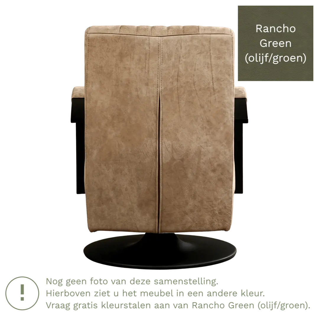 afbeelding van Leren draaifauteuil Galaxy - Rancho Green (olijf/groen) - Stervoet zwart
