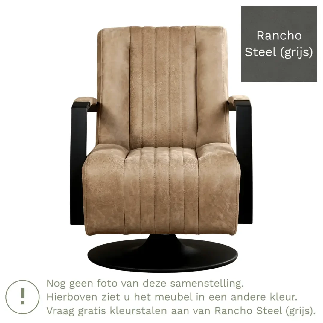 afbeelding van Leren draaifauteuil Galaxy - Rancho Steel (grijs) - Stervoet zwart