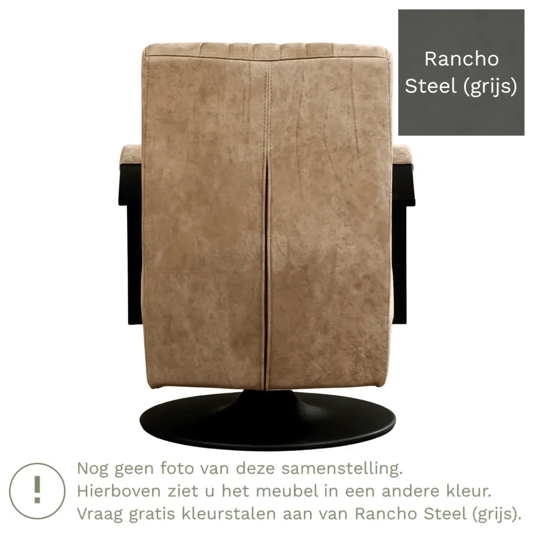 afbeelding van Leren draaifauteuil Galaxy - Rancho Steel (grijs) - Stervoet zwart