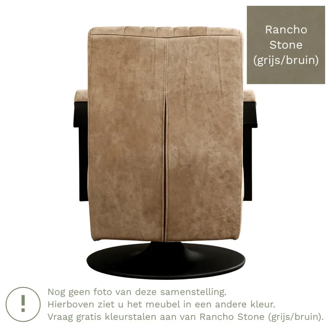 afbeelding van Leren draaifauteuil Galaxy - Rancho Stone (grijs/bruin) - Stervoet zwart