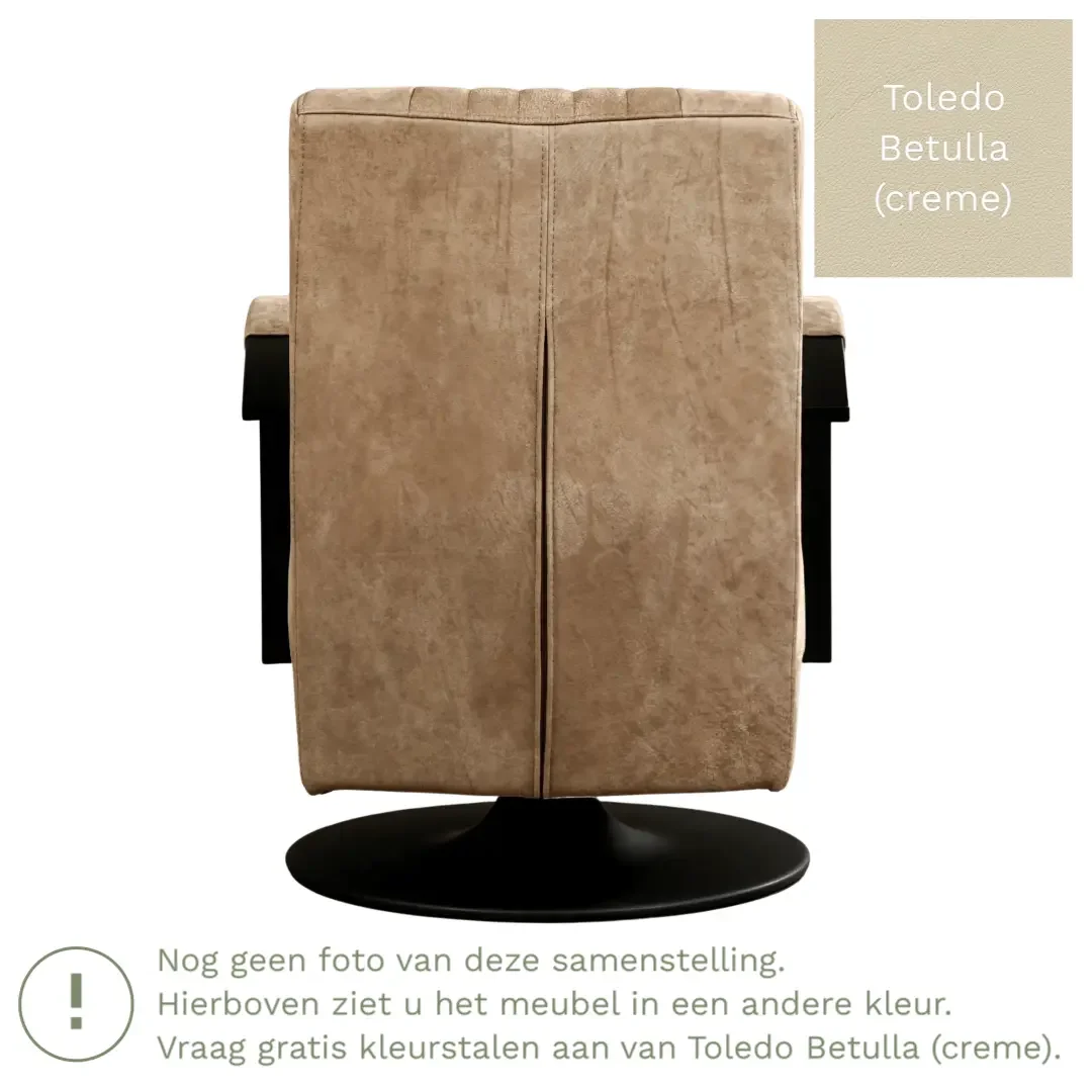 afbeelding van Leren draaifauteuil Galaxy - Toledo Betulla (crème) - Schotelvoet zwart