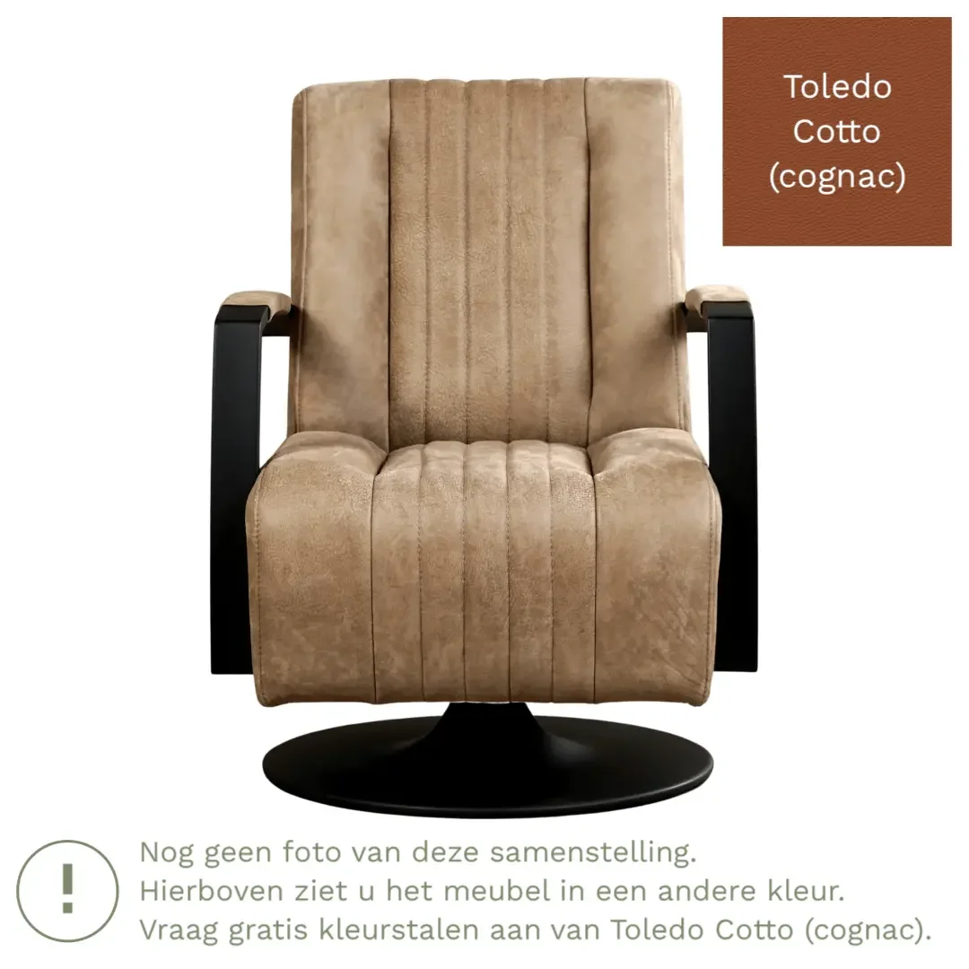 afbeelding van Leren draaifauteuil Galaxy - Toledo Cotto (cognac) - Stervoet zwart