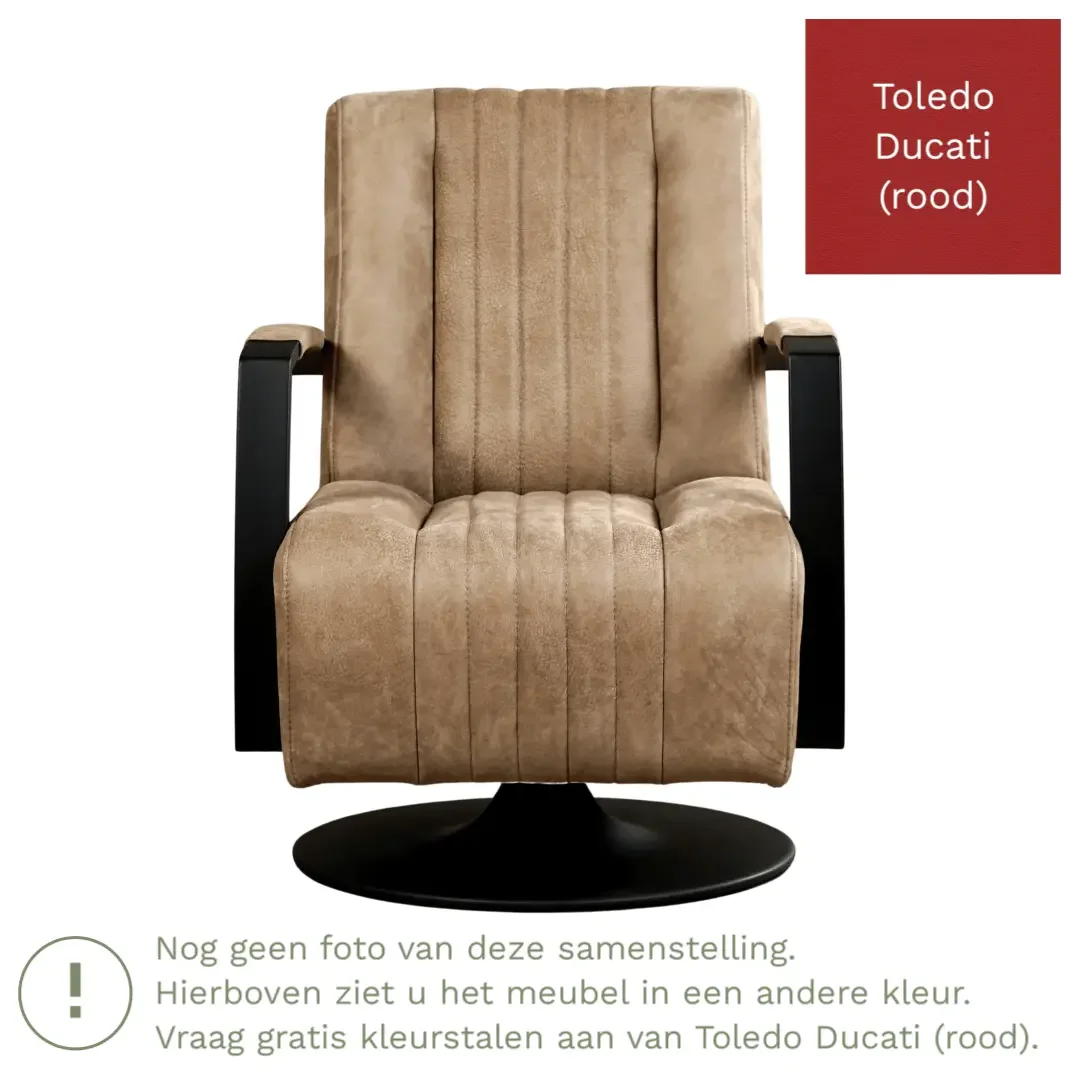 afbeelding van Leren draaifauteuil Galaxy - Toledo Ducati (rood) - Schotelvoet zwart