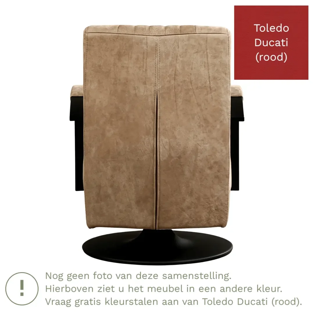 afbeelding van Leren draaifauteuil Galaxy - Toledo Ducati (rood) - Schotelvoet zwart