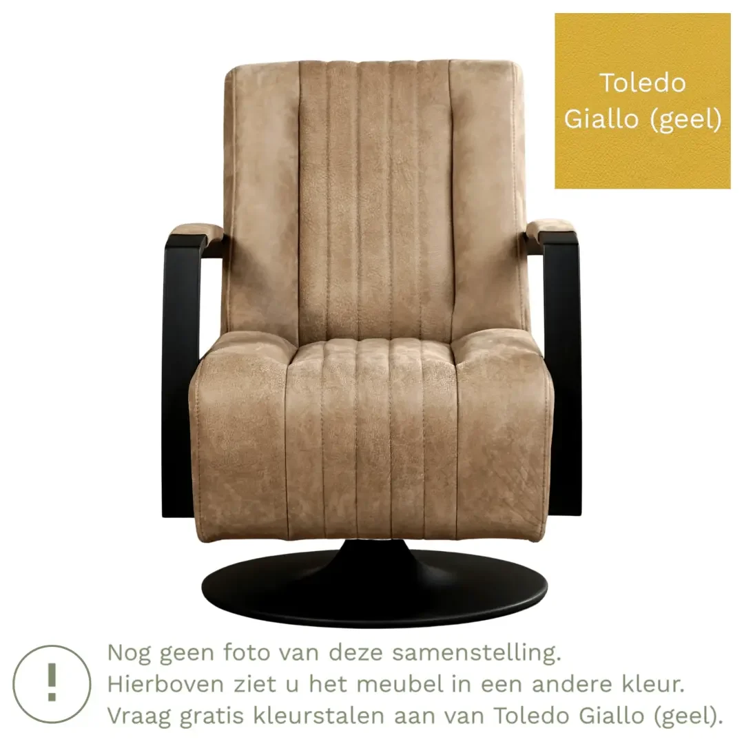 afbeelding van Leren draaifauteuil Galaxy - Toledo Giallo (geel) - Stervoet zwart