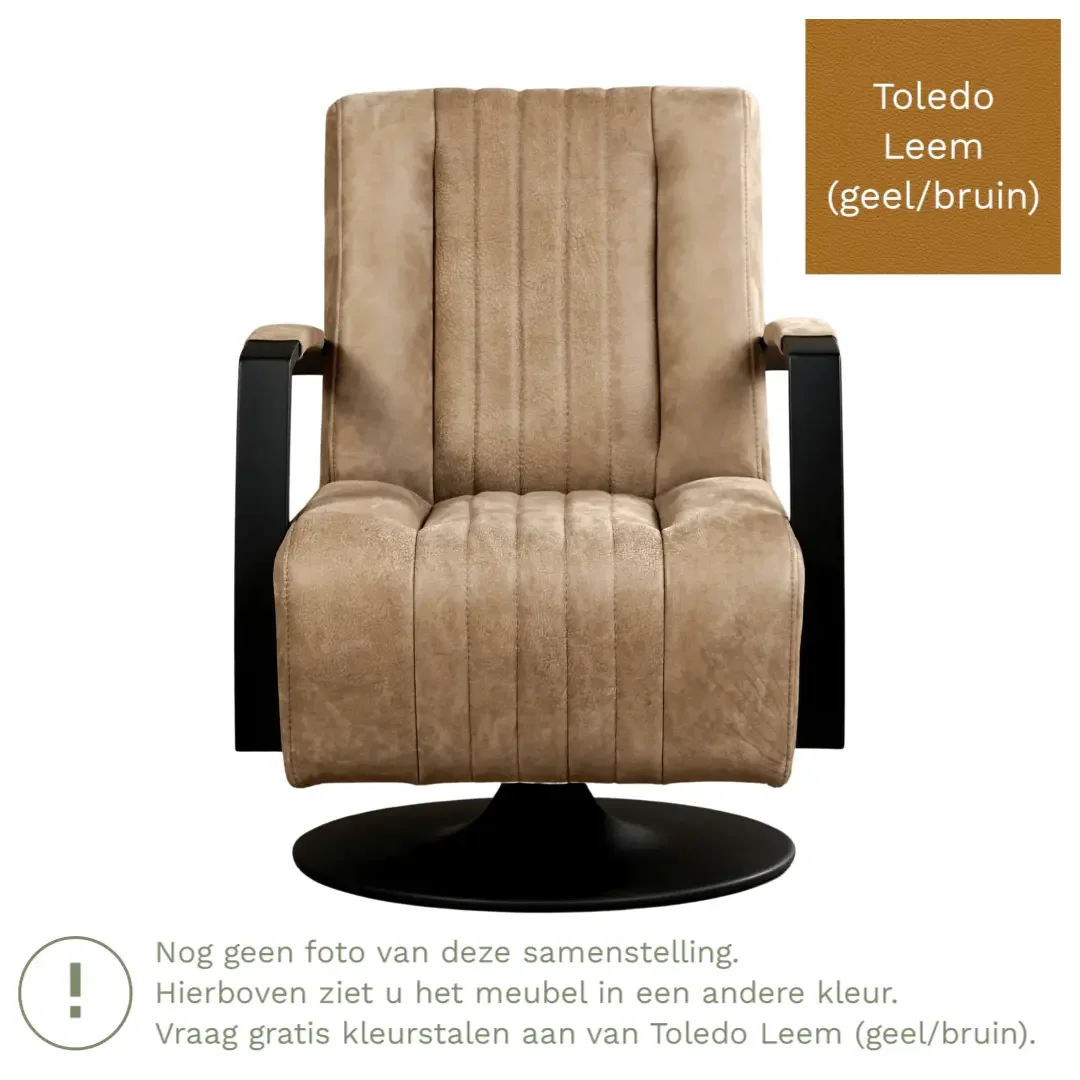 afbeelding van Leren draaifauteuil Galaxy - Toledo Leem (geel/bruin) - Schotelvoet zwart