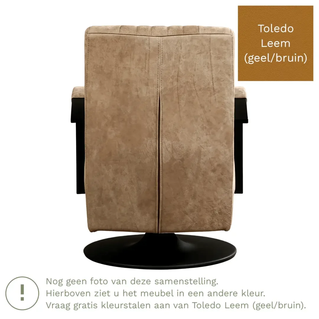 afbeelding van Leren draaifauteuil Galaxy - Toledo Leem (geel/bruin) - Schotelvoet zwart