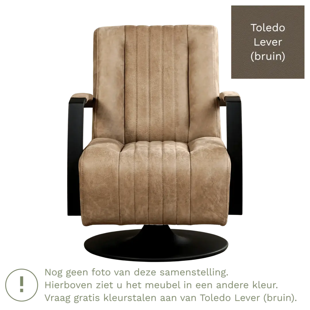 afbeelding van Leren draaifauteuil Galaxy - Toledo Lever (bruin) - Schotelvoet zwart