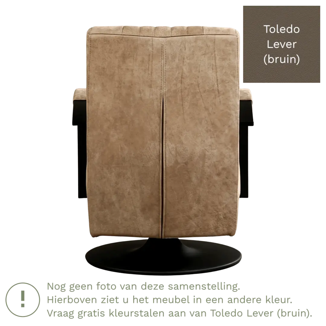 afbeelding van Leren draaifauteuil Galaxy - Toledo Lever (bruin) - Schotelvoet zwart