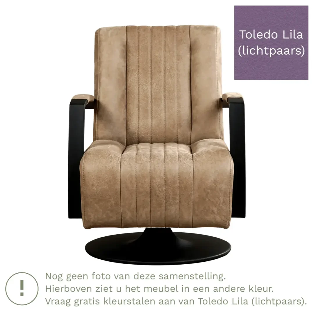 afbeelding van Leren draaifauteuil Galaxy - Toledo Lila (lichtpaars) - Schotelvoet zwart