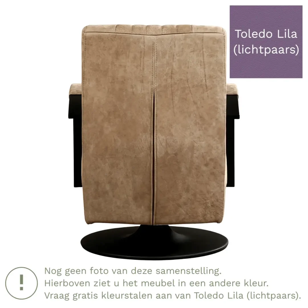 afbeelding van Leren draaifauteuil Galaxy - Toledo Lila (lichtpaars) - Schotelvoet zwart