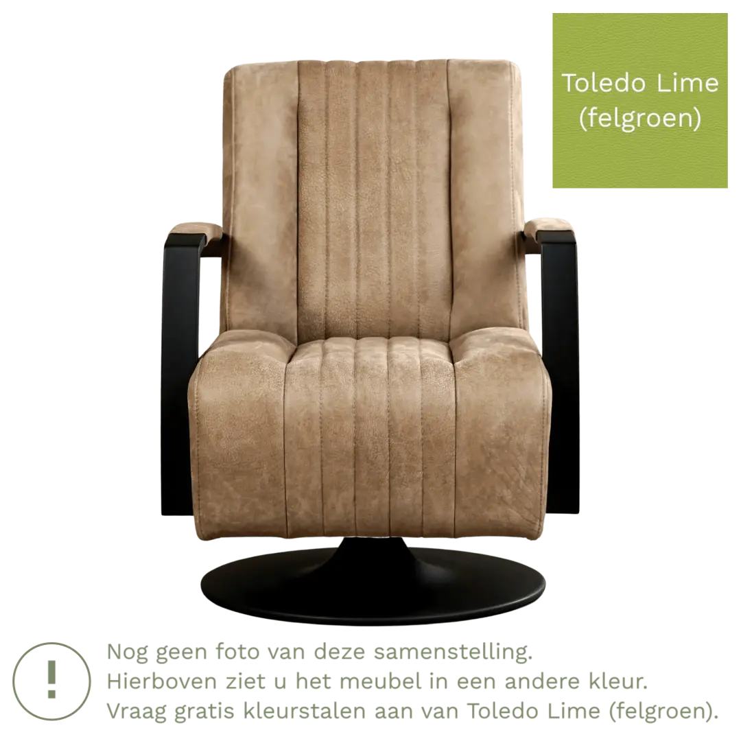 afbeelding van Leren draaifauteuil Galaxy - Toledo Lime (felgroen) - Schotelvoet zwart