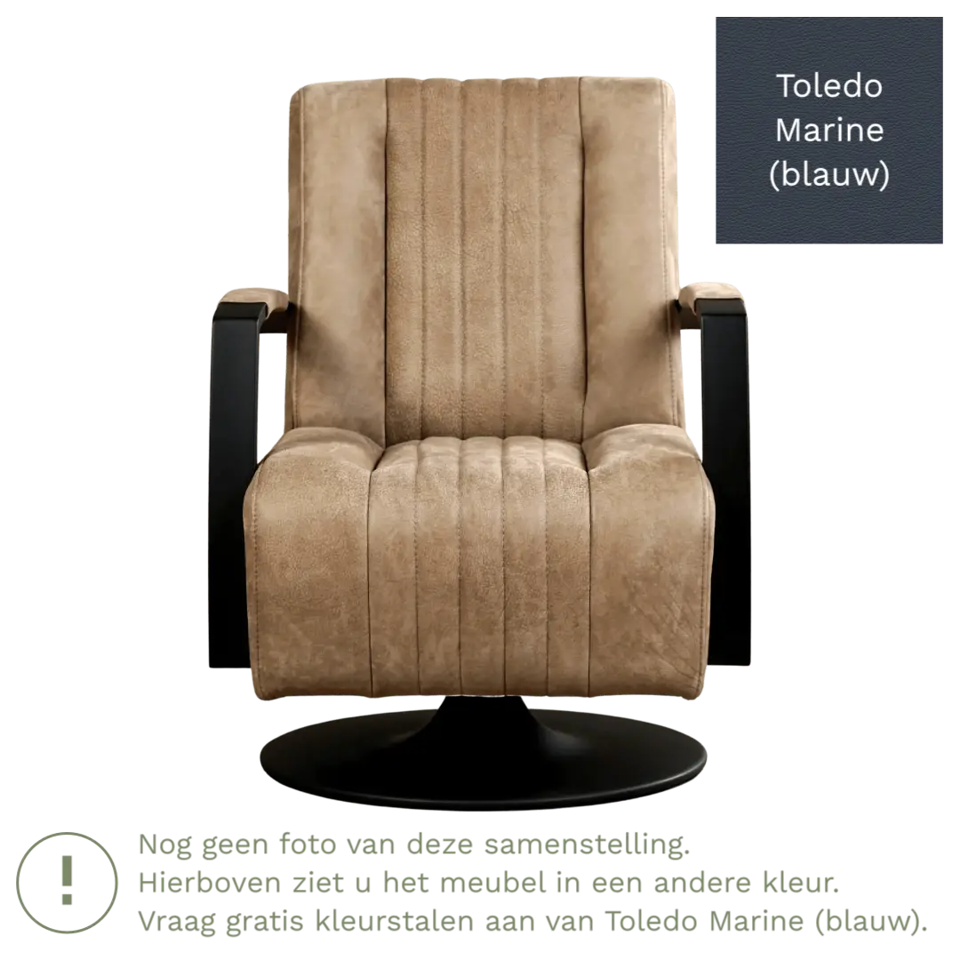 afbeelding van Leren draaifauteuil Galaxy - Toledo Marine (blauw) - Schotelvoet zwart