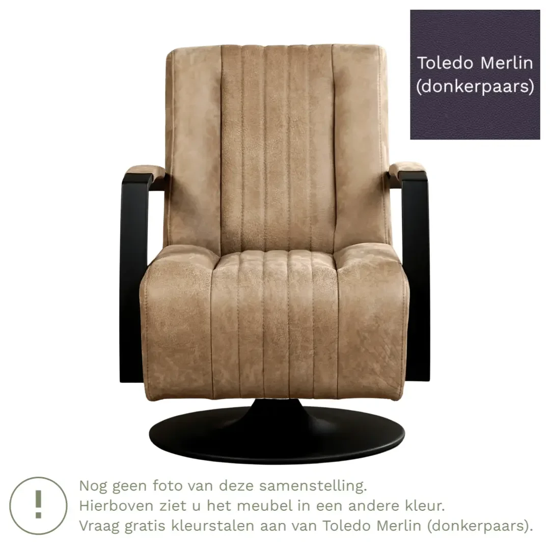 afbeelding van Leren draaifauteuil Galaxy - Toledo Merlin (donkerpaars) - Stervoet zwart