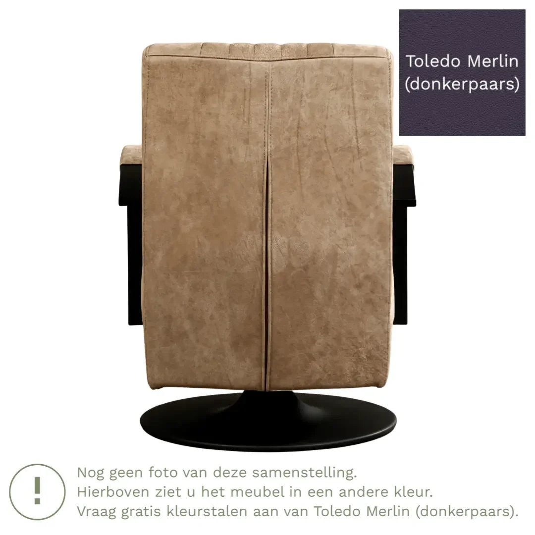 afbeelding van Leren draaifauteuil Galaxy - Toledo Merlin (donkerpaars) - Stervoet zwart