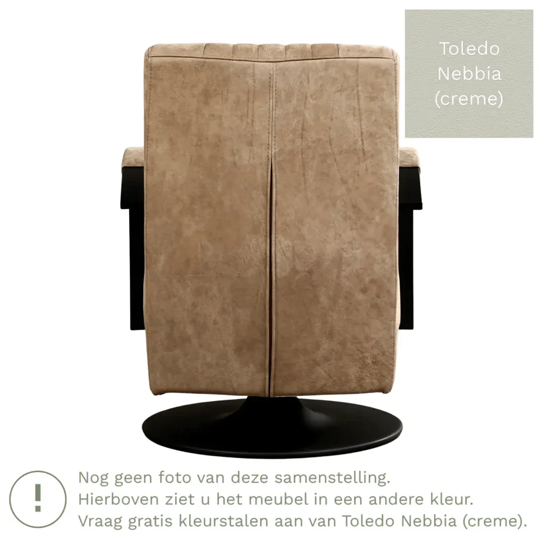 afbeelding van Leren draaifauteuil Galaxy - Toledo Nebbia (crème) - Schotelvoet zwart