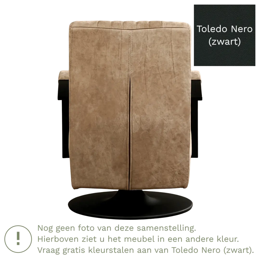 afbeelding van Leren draaifauteuil Galaxy - Toledo Nero (zwart) - Stervoet zwart