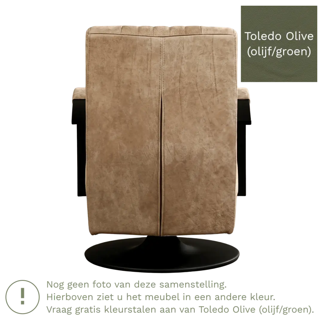 afbeelding van Leren draaifauteuil Galaxy - Toledo Olive (olijf/goen) - Schotelvoet zwart