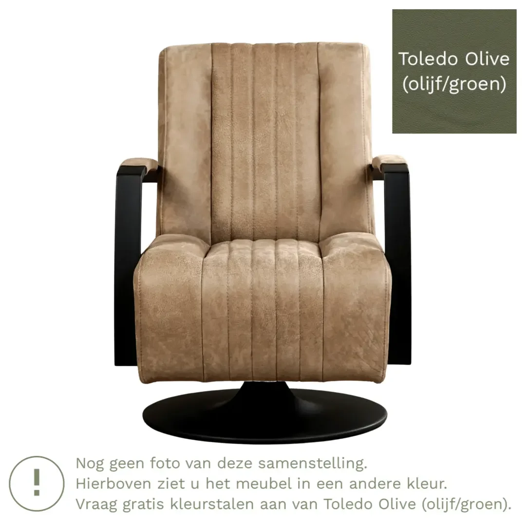 afbeelding van Leren draaifauteuil Galaxy - Toledo Olive (olijf/goen) - Stervoet zwart