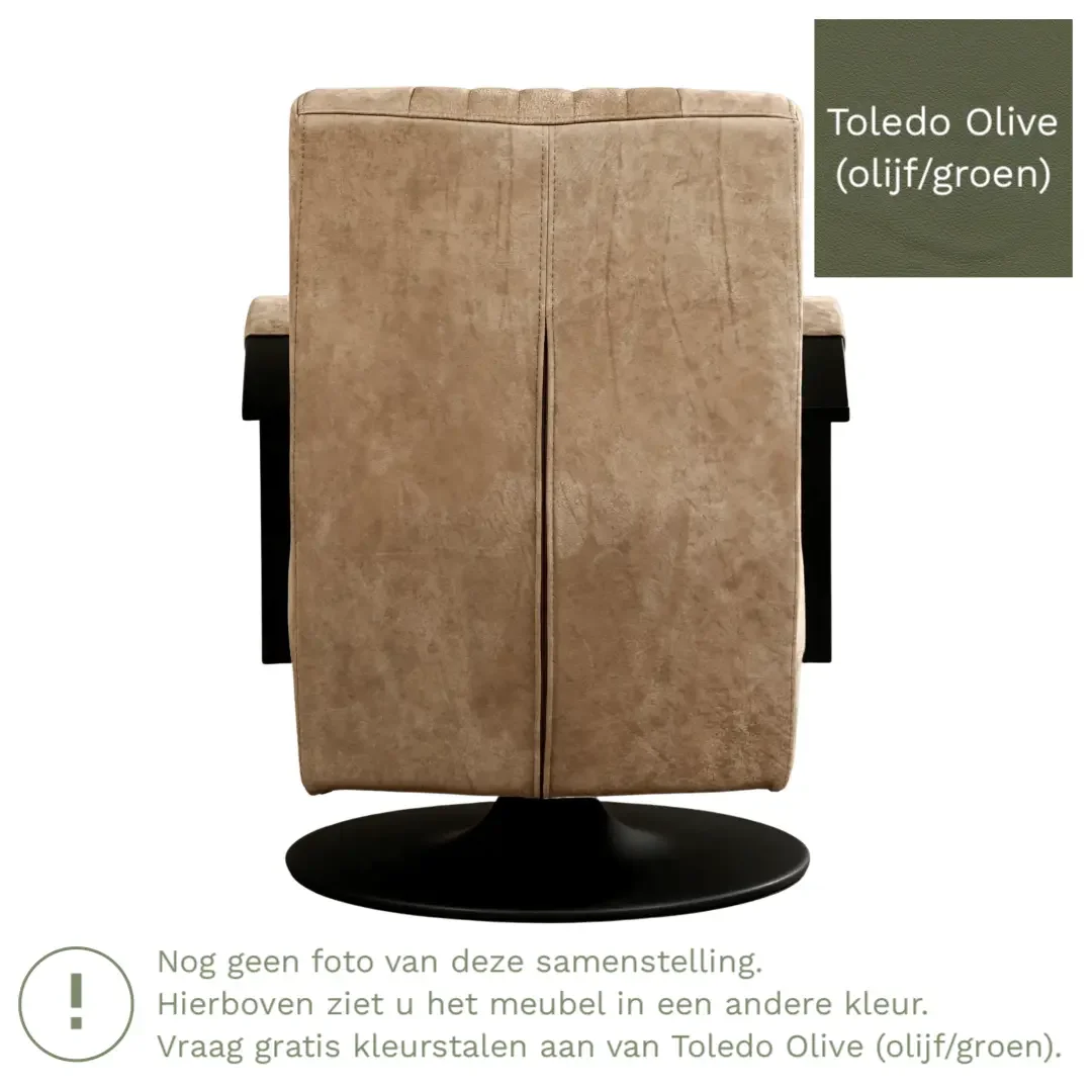 afbeelding van Leren draaifauteuil Galaxy - Toledo Olive (olijf/goen) - Stervoet zwart