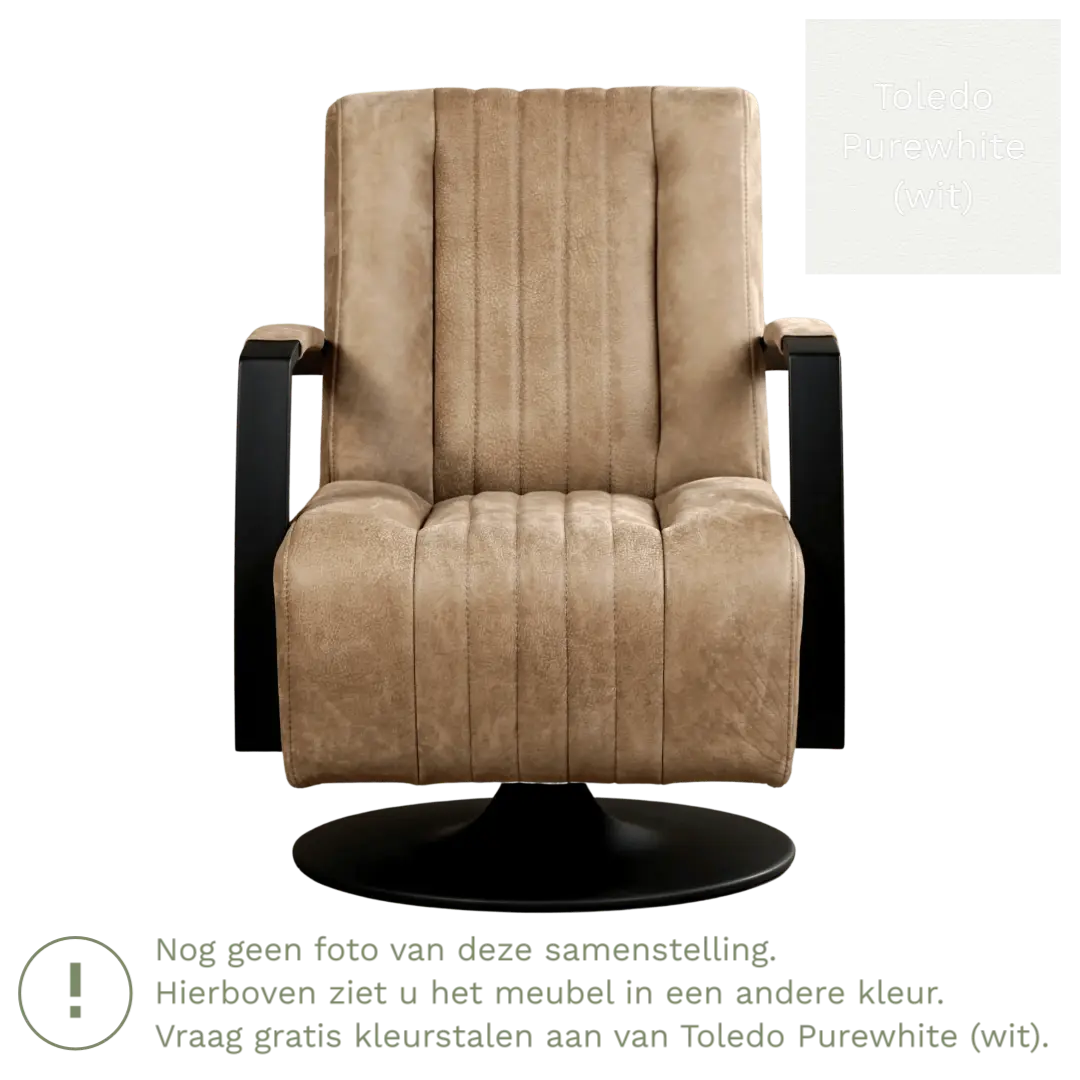 afbeelding van Leren draaifauteuil Galaxy - Toledo Purewhite (wit) - Stervoet zwart