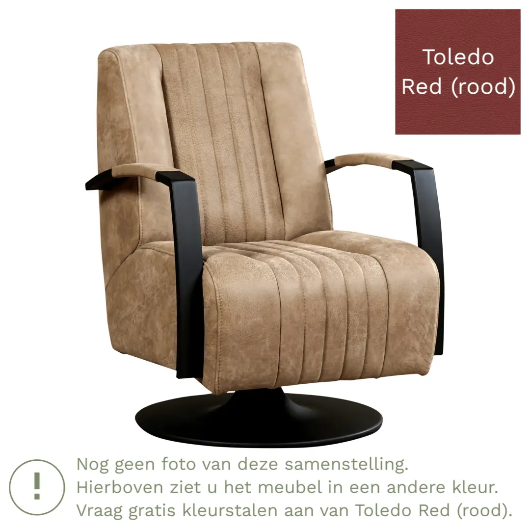 afbeelding van Leren draaifauteuil Galaxy - Toledo Red (rood) - Stervoet zwart