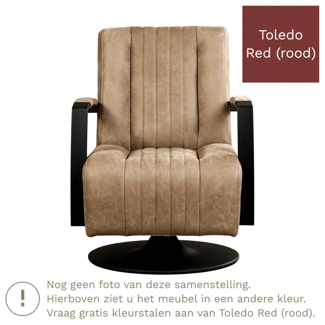 afbeelding van Leren draaifauteuil Galaxy - Toledo Red (rood) - Stervoet zwart