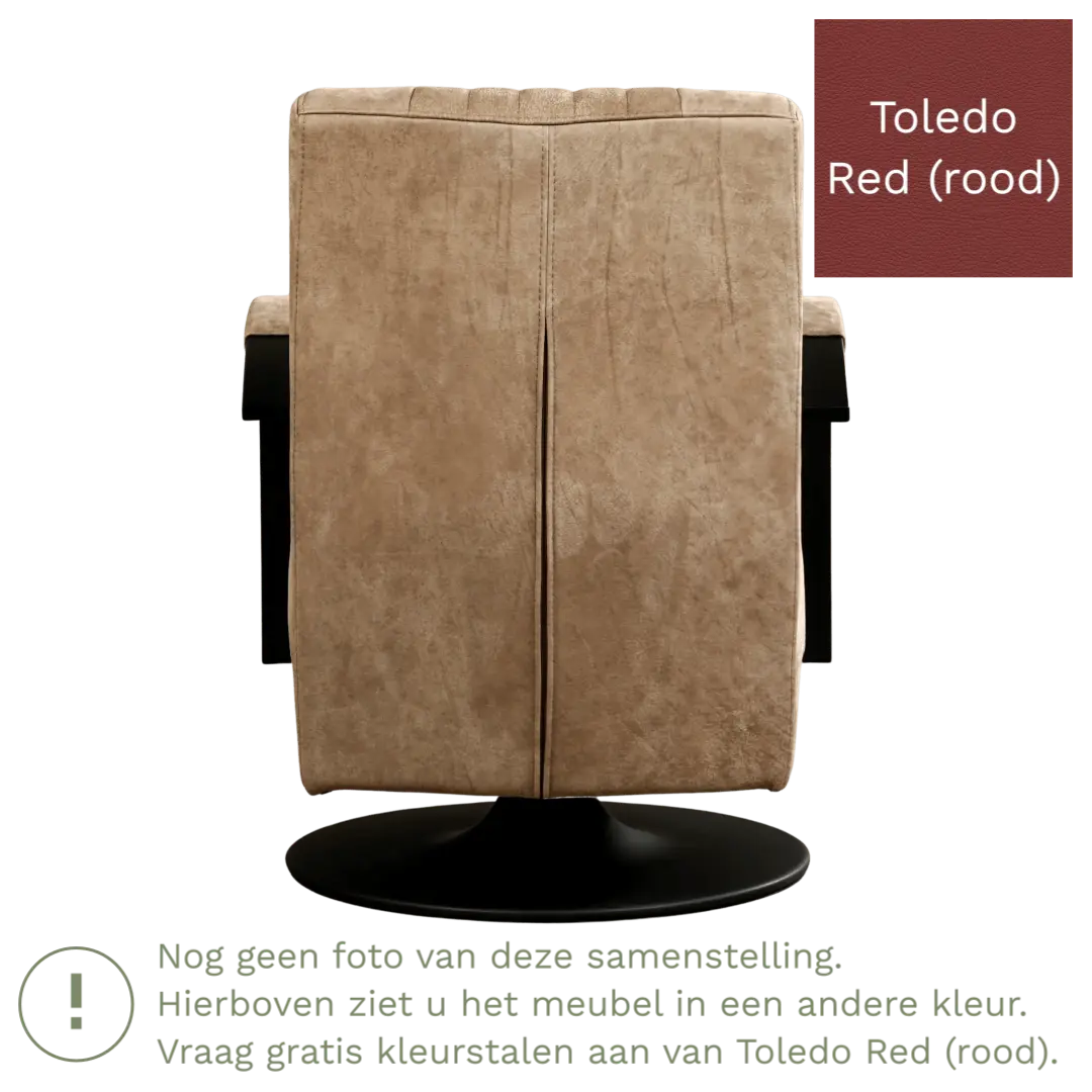 afbeelding van Leren draaifauteuil Galaxy - Toledo Red (rood) - Stervoet zwart